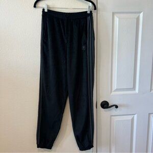 Adidas Sporty Black Soft Jogger Track Pants Gray Accent Stripes Size Small